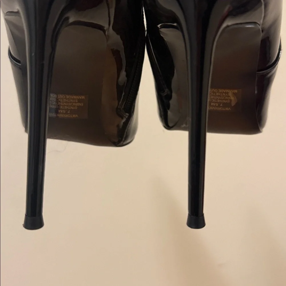Steve Madden Over-the-Knee Women's Boots Black Patent Stiletto Pretty Woman 7.5